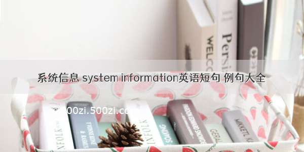 系统信息 system information英语短句 例句大全