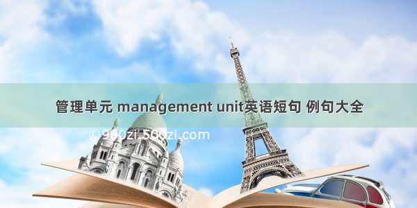 管理单元 management unit英语短句 例句大全