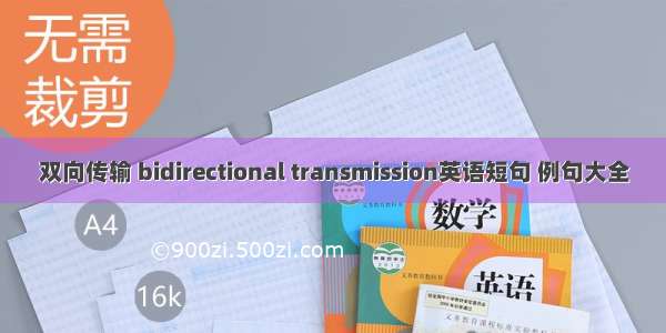 双向传输 bidirectional transmission英语短句 例句大全