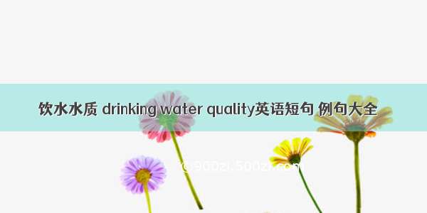 饮水水质 drinking water quality英语短句 例句大全