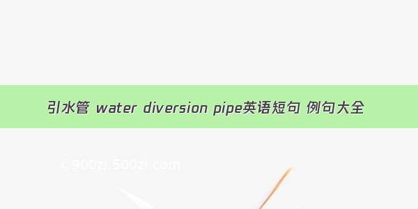 引水管 water diversion pipe英语短句 例句大全