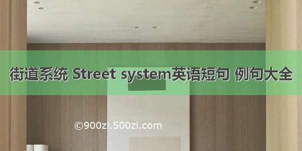 街道系统 Street system英语短句 例句大全