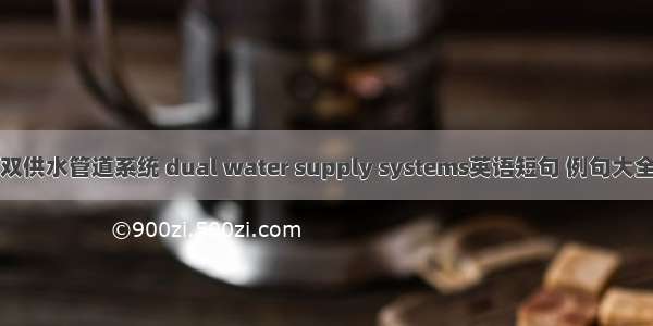 双供水管道系统 dual water supply systems英语短句 例句大全
