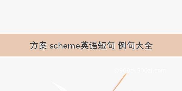 方案 scheme英语短句 例句大全