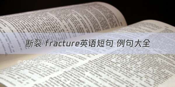 断裂 fracture英语短句 例句大全