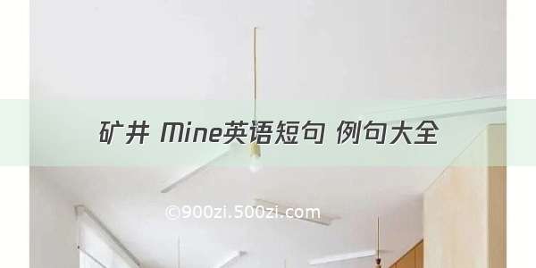 矿井 Mine英语短句 例句大全