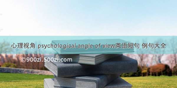心理视角 psychological angle of view英语短句 例句大全