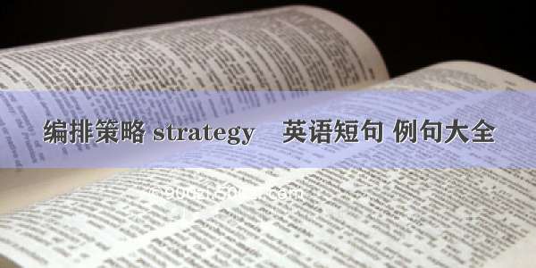 编排策略 strategy英语短句 例句大全