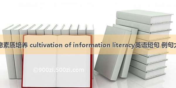 信息素质培养 cultivation of information literacy英语短句 例句大全