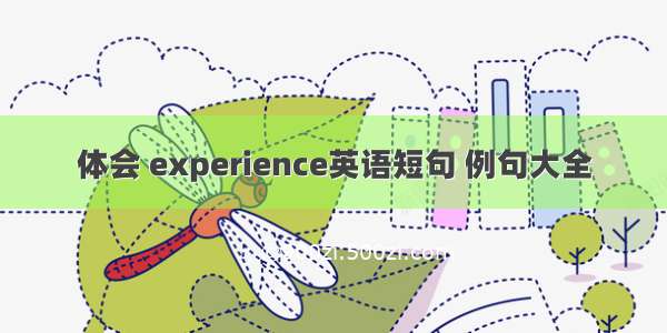 体会 experience英语短句 例句大全