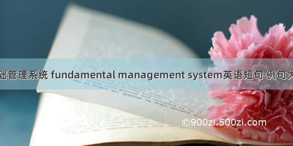 基础管理系统 fundamental management system英语短句 例句大全