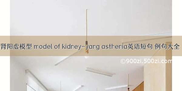 肾阳虚模型 model of kidney-yang asthenia英语短句 例句大全