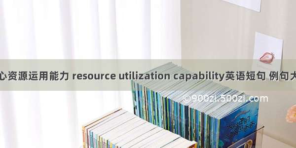 核心资源运用能力 resource utilization capability英语短句 例句大全