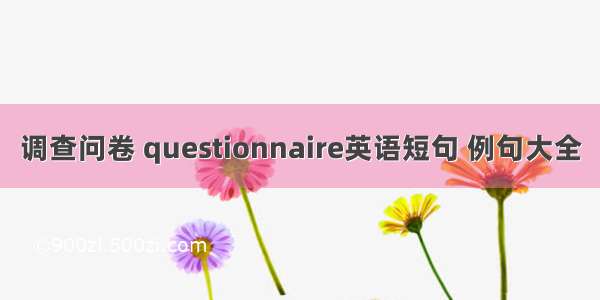 调查问卷 questionnaire英语短句 例句大全