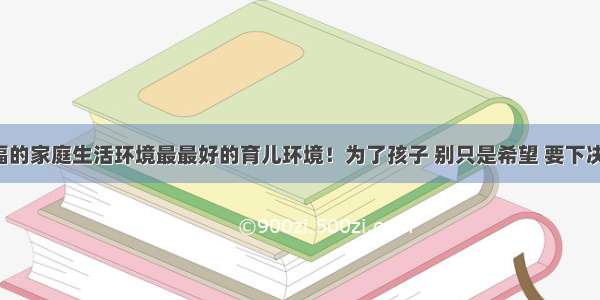 幸福的家庭生活环境最最好的育儿环境！为了孩子 别只是希望 要下决心！