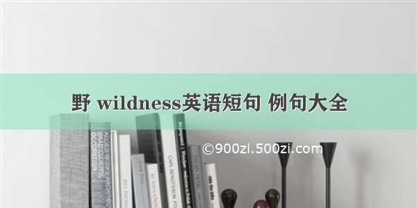 野 wildness英语短句 例句大全