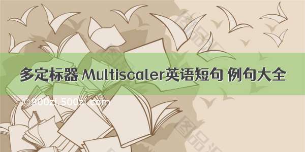 多定标器 Multiscaler英语短句 例句大全