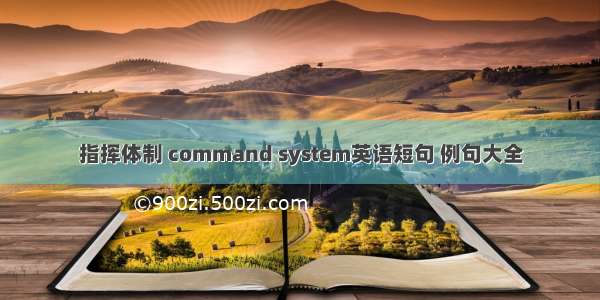 指挥体制 command system英语短句 例句大全