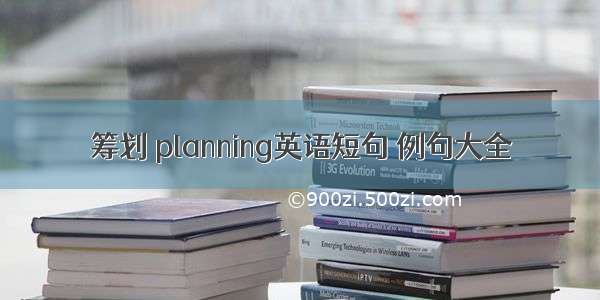 筹划 planning英语短句 例句大全