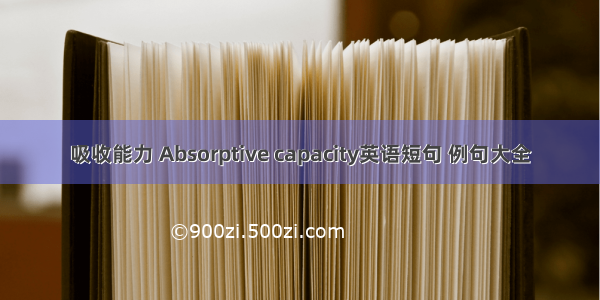 吸收能力 Absorptive capacity英语短句 例句大全