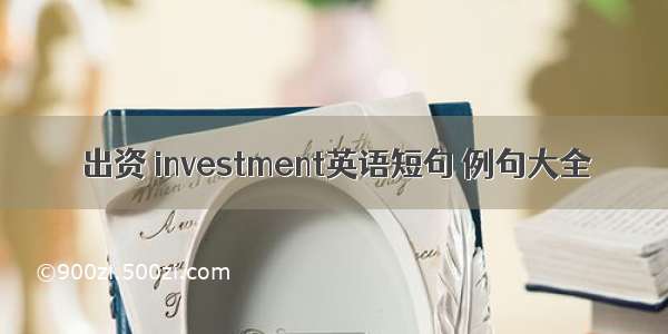 出资 investment英语短句 例句大全