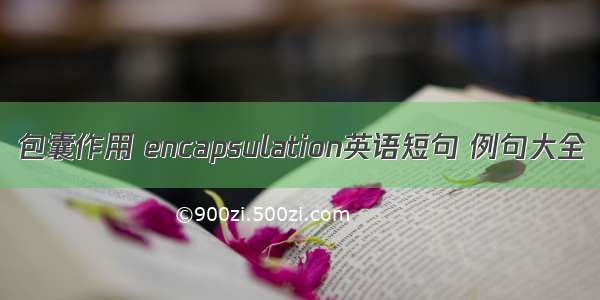 包囊作用 encapsulation英语短句 例句大全