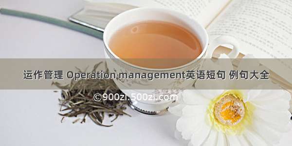 运作管理 Operation management英语短句 例句大全