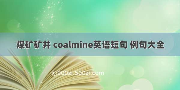 煤矿矿井 coalmine英语短句 例句大全