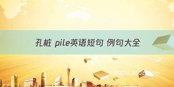 孔桩 pile英语短句 例句大全