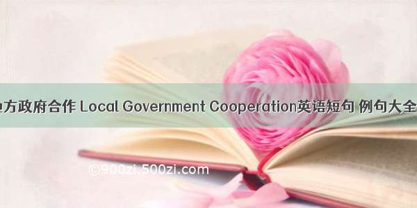 地方政府合作 Local Government Cooperation英语短句 例句大全