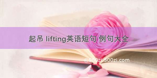 起吊 lifting英语短句 例句大全