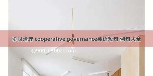 协同治理 cooperative governance英语短句 例句大全