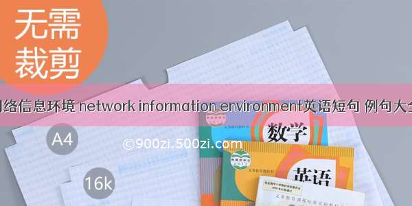 网络信息环境 network information environment英语短句 例句大全