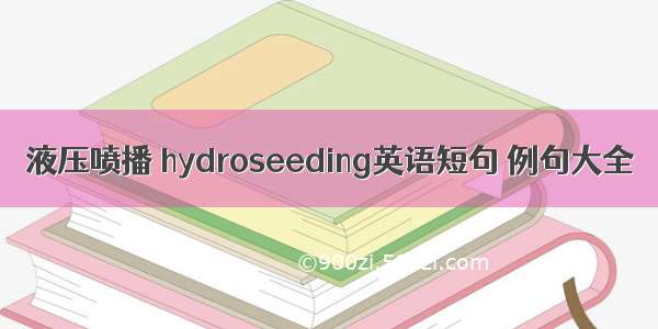 液压喷播 hydroseeding英语短句 例句大全