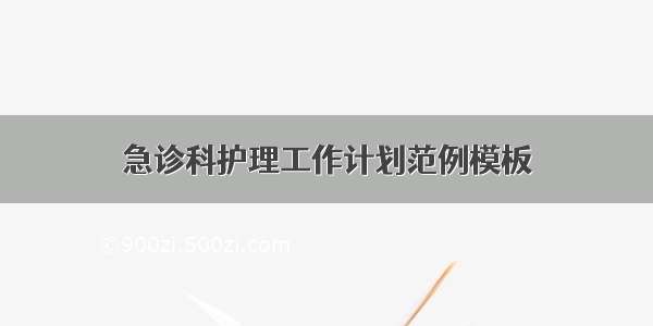 急诊科护理工作计划范例模板