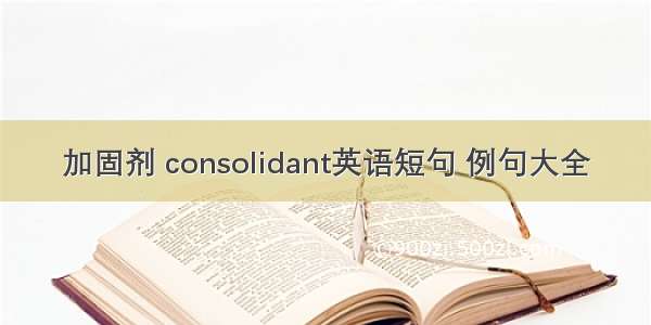 加固剂 consolidant英语短句 例句大全