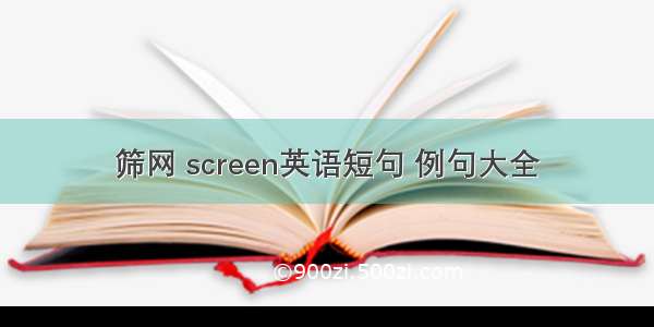 筛网 screen英语短句 例句大全