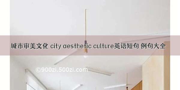 城市审美文化 city aesthetic culture英语短句 例句大全