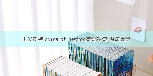 正义规则 rules of justice英语短句 例句大全