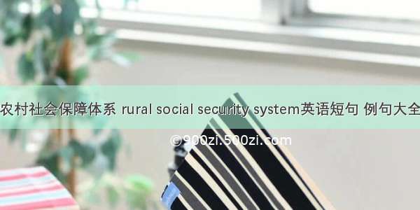 农村社会保障体系 rural social security system英语短句 例句大全