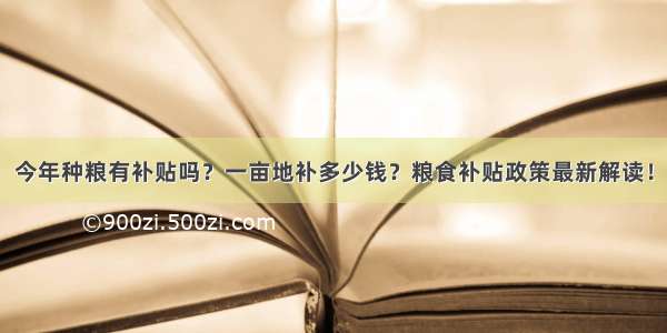 今年种粮有补贴吗？一亩地补多少钱？粮食补贴政策最新解读！