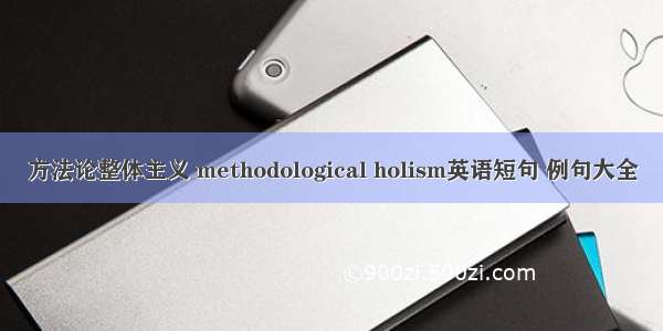 方法论整体主义 methodological holism英语短句 例句大全