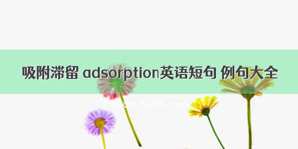 吸附滞留 adsorption英语短句 例句大全