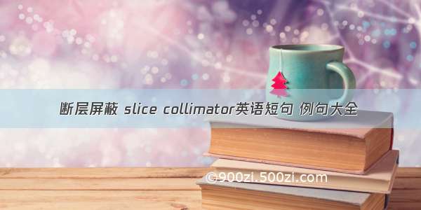 断层屏蔽 slice collimator英语短句 例句大全