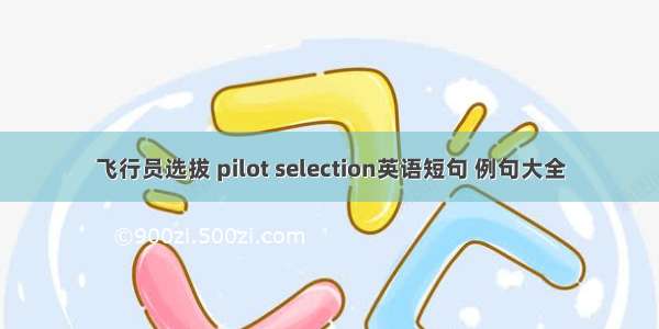 飞行员选拔 pilot selection英语短句 例句大全