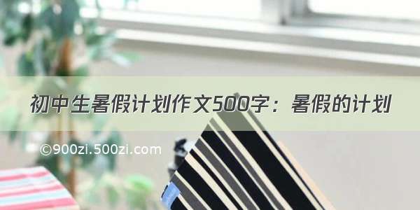 初中生暑假计划作文500字：暑假的计划