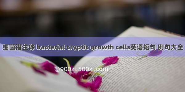 细菌潜生体 bacterial cryptic growth cells英语短句 例句大全