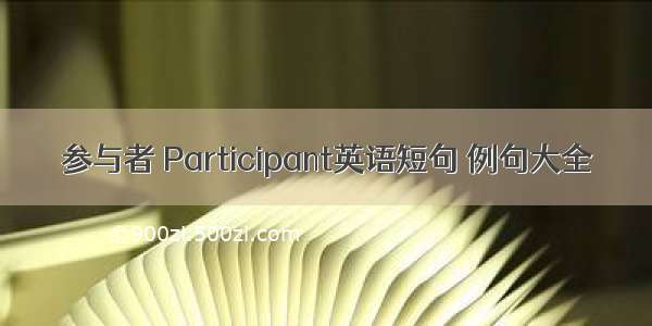 参与者 Participant英语短句 例句大全