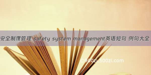 安全制度管理 safety system management英语短句 例句大全