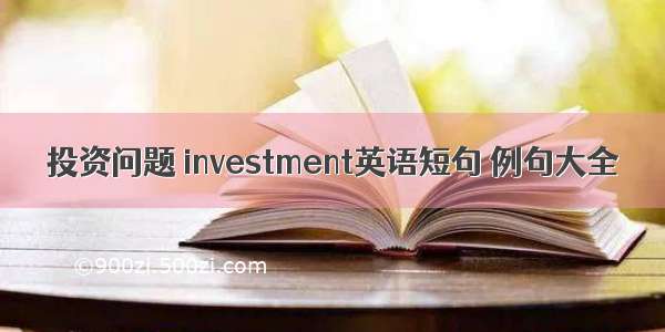 投资问题 investment英语短句 例句大全